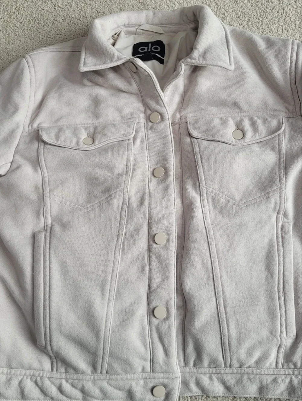 ALO Yoga Cream Neutral Jacket Relaxed Fit Athleisure Unisex Style Size S